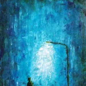 oil painting lamp post