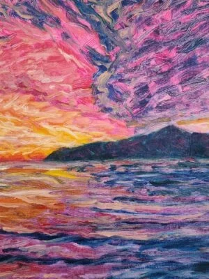 oil painting sunset